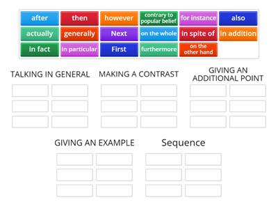 CLASSIFY THE LINKING WORDS