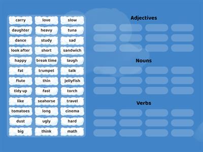 Nouns, Adjectives, Verbs