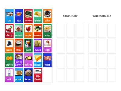 Countable & Uncountable Food (Class B)