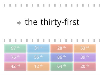 U1A ORDINAL NUMBERS