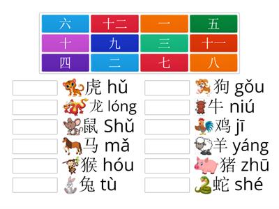 Order of 12 Chinese Zodiac Animals