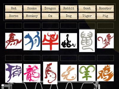 12 Chinese Zodiac Animal - English Matchding