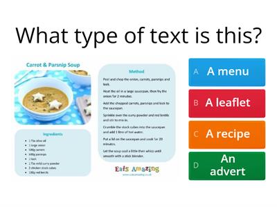 Type and Purpose of text.