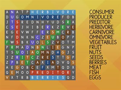 Simple Food Chain Wordsearch