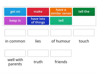 Friendship - match to make collocations