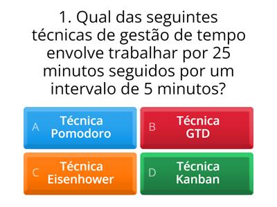 Quizz Sobre Gestão do Tempo 