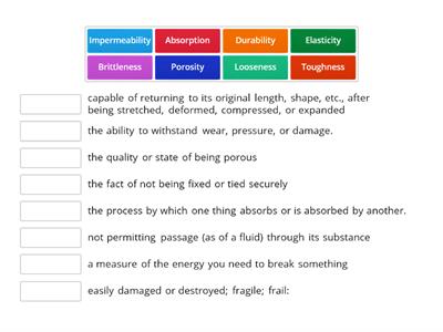 Match the keywords to its respective definition 