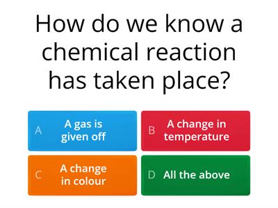 Chemical reactions quiz 1