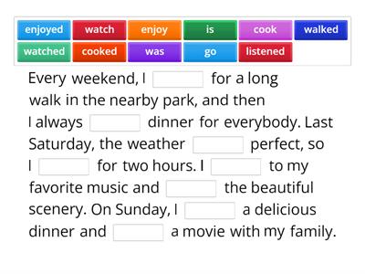 Past Simple vs Present Simple, regular verbs only