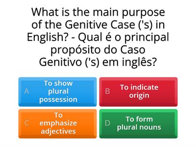 O Caso Genitivo - The Genitive Case ('s) - 