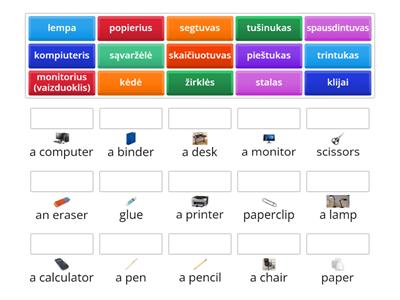 Learn Lithuanian - office objects