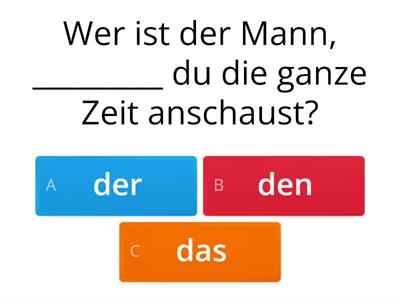 Relativsätze im Nominativ, Akkusativ und Dativ