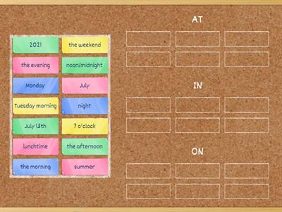 Prepositions (at, in, on)