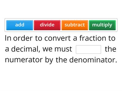 CONVERTING FRACTIONS TO DECIMALS