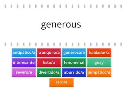 Teachers personality-Spanish adjectives