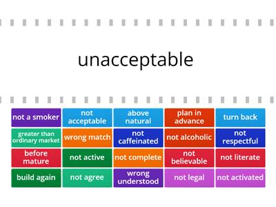 Negative Prefixes (un, in, de, dis and non)