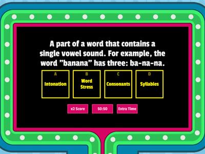Terms for Studying Pronunciation Gameshow