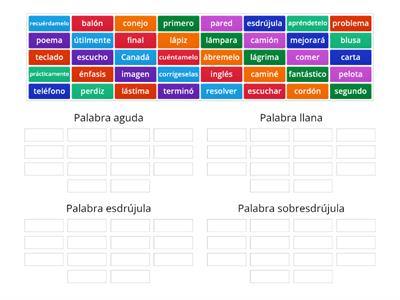 CONCURSO DE PALABRAS AGUDAS, LLANAS, ESDRÚJULAS y SOBRESDRÚJULAS