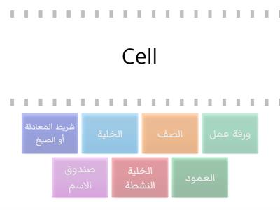   تمرين 1 مصطلحات اكسل