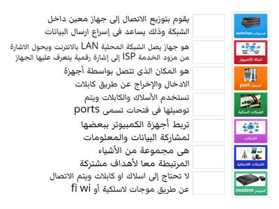 تكنولوجيا المعلومات والاتصالات الدرس الثانى اجهزة شبكات الكمبيوتر 