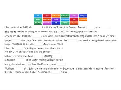 Lückentext mein Arbeitstag Repetition