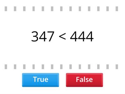 Math Ordering Numbers True/False
