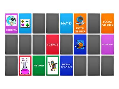 5th Grades Unit 1 School Subjects Memory Game