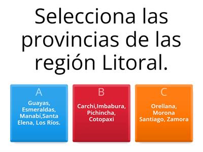 Provincias y Capitales de la región Litoral o Costa