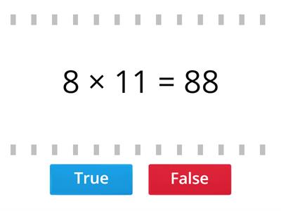  two-digit x 1 digit no regrouping (True or False)