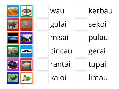 Padankan dan tuliskan perkataan yang betul berdasarkan gambar.