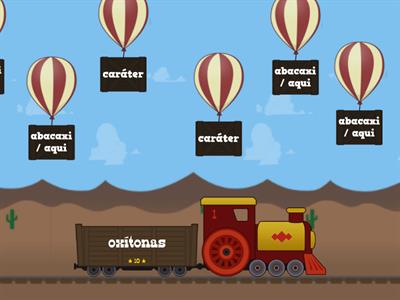 Jogue os balões no vagão conforme a acentuação gráfica da palavra:
