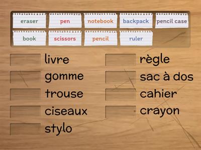 School supplies English - French