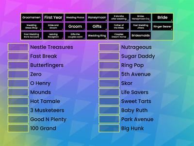 Wedding Candy Match Up