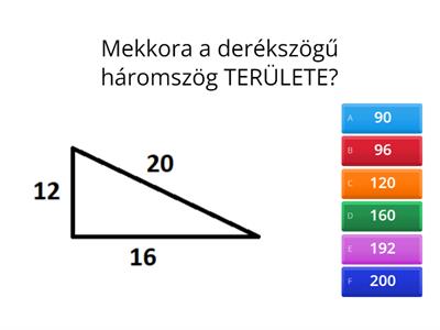 Derékszögű háromszög területe és kerülete 6.o