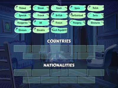 Countries and nationalities                     (krajiny a národnosti)                    ... rozdeľ do DVOCH skupín ...