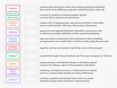 Workplace Harassment - Definitions