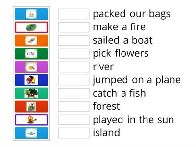 Year 3-On Holiday (textbook page 85-86) Match the correct words.