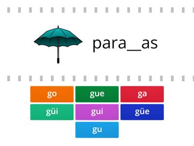 ga, go, gu, gue, gui, güe, güi