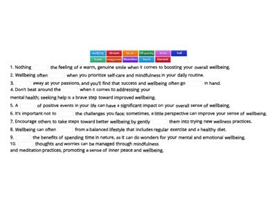 Wellbeing (vocab review)