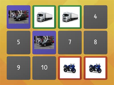 Memory game - vehicles