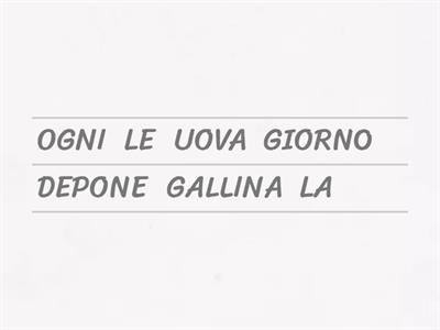 METTI IN ORDINE LE PAROLE PER FORMARE DELLE FRASI