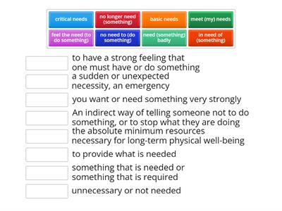 Needs Collocations Definitions (ESL Brains - Do you know your needs?)