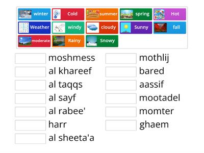 The weather and the four seasons.   .الطقس والفصول  اﻻربعة