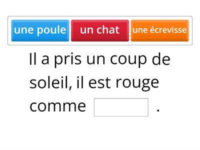 Exercice 2: Complète les phrases avec le bon animal