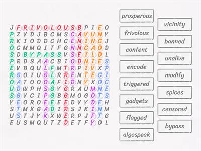  B2/C1. Vocabulary review -wordsearch