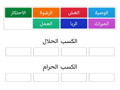 حددي أنواع الكسب الحلال والحرام؟