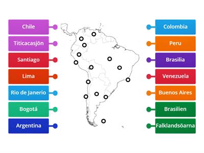 Del 2: Sydamerika (länder, städer, sjöar och öar)