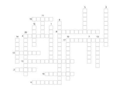 Furniture vocabulary crossword