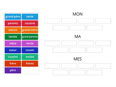 Ma famille - adjectifs possessifs