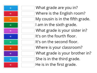 Listening Sentences I'm in the 6th grade G6L1 YBM Choi